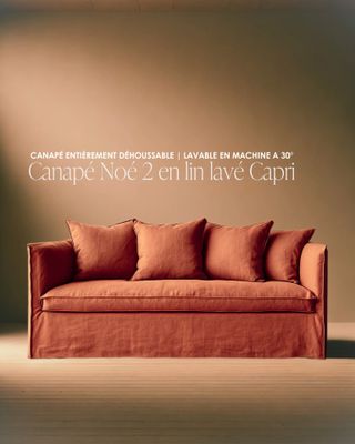 Canapé Noé 2 200 cm en lin lavé Capri vert menthe