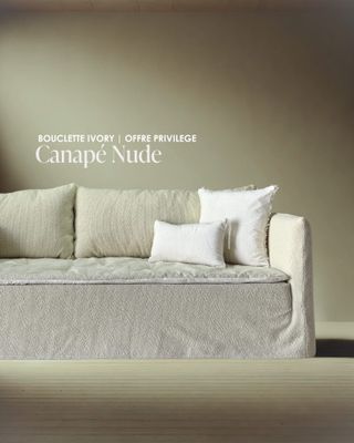 Canapé Nude 250 cm en bouclette Ivory & velours Tsar