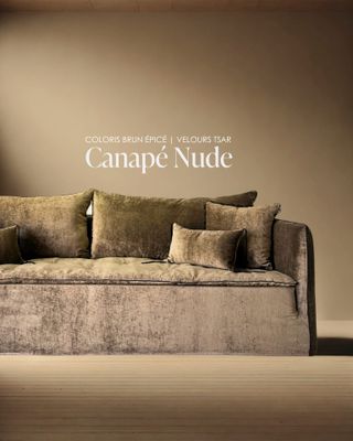 Canapé Nude 250 cm en velours Tsar brun épicé