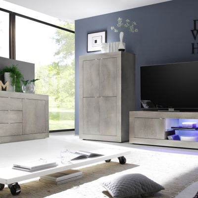 Credenza soggiorno alta madia cucina in legno 4 ante Novia Pc Basic