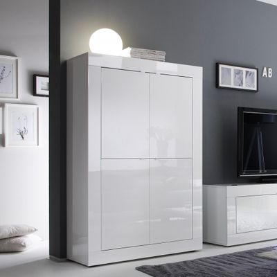 Credenza madia soggiorno cucina 4 ante bianco lucido Novia Wh Basic