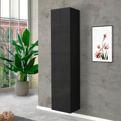 Mobile colonna armadio ingresso moderno nero con 5 vani Note Wardrobe