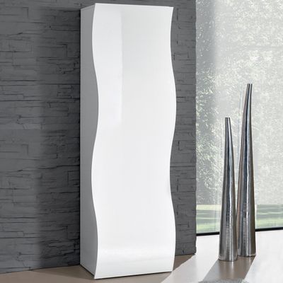 Armadio design mensola e asta appendiabiti bianco lucido Onda Wardrobe