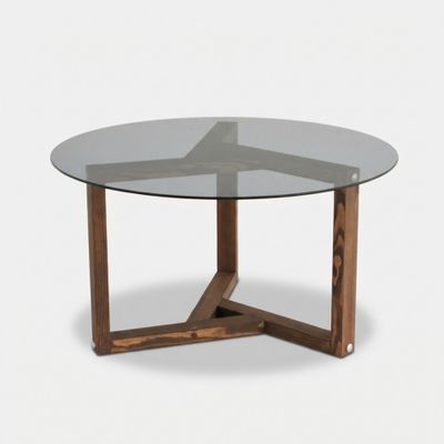 Tavolino da salotto in vetro temperato e legno di pino Miro