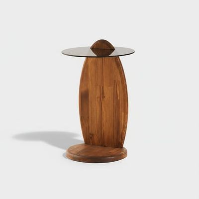 Tavolino da salotto in vetro temperato e legno di pino Surf