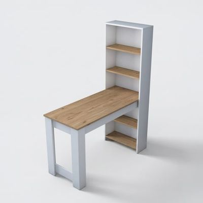 Scrivania con libreria salvaspazio in legno Ordan