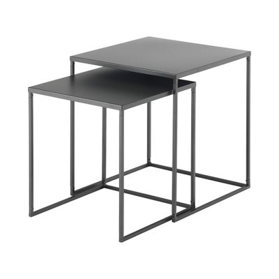 Set 2 tavolini da salotto quadrati in metallo grigio antracite Omaha