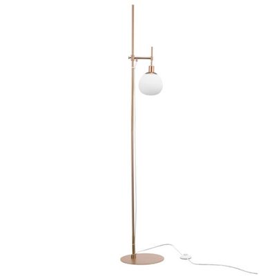 Lampada da terra a stelo dorata paralume sfera bianco Erich Maytoni