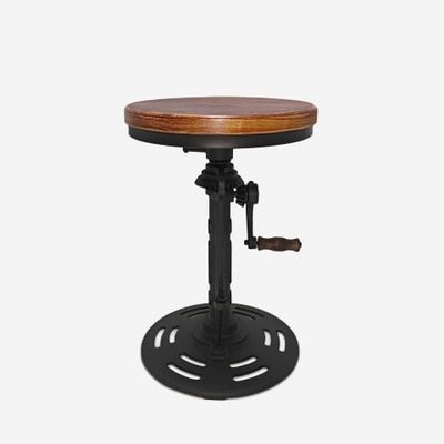 Sgabello vintage da bar industriale regolabile con manovella Zunor