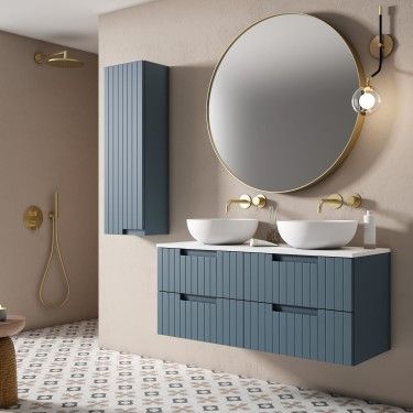 Mueble baño Elora con encimera en blanco mate