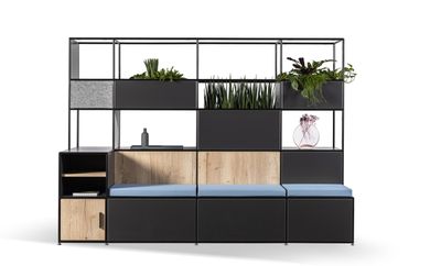 Room divider with bench
