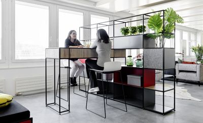 Room divider with table