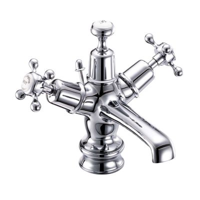 Claremont Regent Basin Mixer with Pop-up Waste (Quarter turn with White accent in Chrome) | SKU CLR4_QT | Burlington Bathrooms
