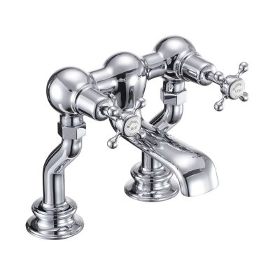 Claremont Regent Bath Filler Deck Mounted (Quarter turn with White accent) | SKU CLR23_QT | Burlington Bathrooms
