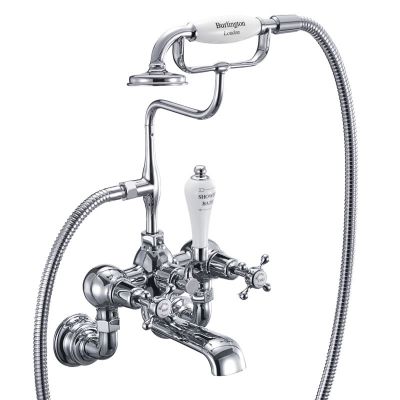 Claremont Regent Bath Shower Mixer Wall Mounted (Quarter turn with White accent in Chrome) | SKU CLR17_QT | Burlington Bathrooms