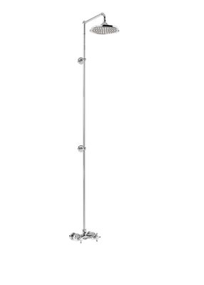 Eden Thermostatic Exposed Shower Bar Valve Single Outlet with Rigid Riser and Swivel Shower Arm with Rose (with White accent and 6" Rose) | SKU BEF1S-V16 | Burlington Bathrooms