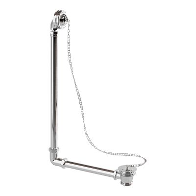 Exposed Bath Overflow, Plug & Chain (Chrome with White Ceramic) | SKU W4 | Burlington Bathrooms