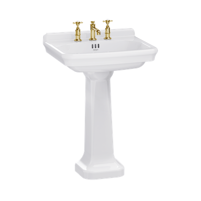 Guild 620 Basin & Pedestal (1TH Basin & Pedestal) | SKU GU0621SCW & GU0101CW | Burlington Bathrooms