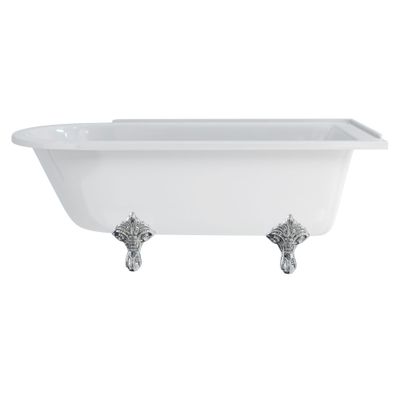 Hampton 170cm Right Handed Showering Bath with Standard Feet (Right Hand with Traditional feet in Chrome) | SKU E14 E11 CHR | Burlington Bathrooms