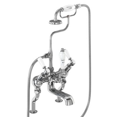 Kensington Angled Bath Shower Mixer Deck Mounted (Quarter turn with White accent) | SKU KE19 | Burlington Bathrooms