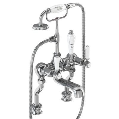 Kensington Regent Bath Shower Mixer Deck Mounted (Quarter turn with White accent) | SKU KER15 | Burlington Bathrooms