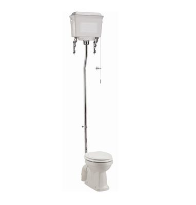 Standard High Level WC with Dual Flush White Aluminium Cistern (Standard High Level WC with Dual Flush White Aluminium Cistern) | SKU P2 T30 CHR T59 WHI | Burlington Bathrooms
