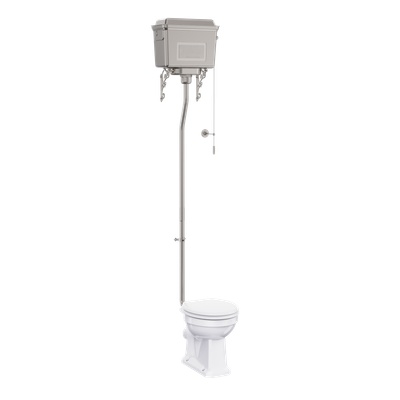 Standard High Level WC with Lever Metallic Cistern (Standard High Level WC with Chrome Lever Cistern) | SKU T70 CHR P2 T30 CHR | Burlington Bathrooms