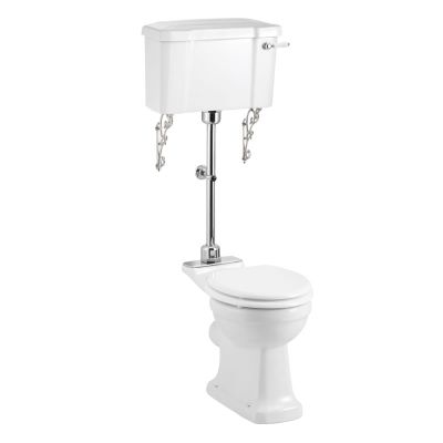 Standard Medium Level WC with 520 Lever Cistern (White) | SKU P5 T33 CHR C1 | Burlington Bathrooms