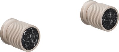 2 Handle Tub or Shower Trim Only, with Black Marble Handle Cap