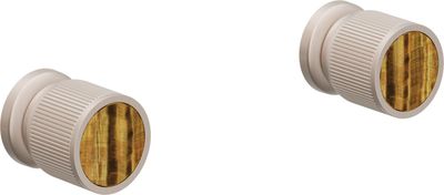 2 Handle Tub or Shower Trim Only, with Tiger Eye Gemstone Handle Cap