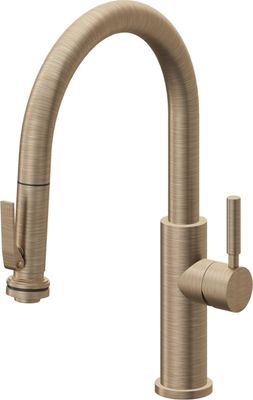 Pull-Down Kitchen Faucet with Squeeze Handle Sprayer - Low Spout