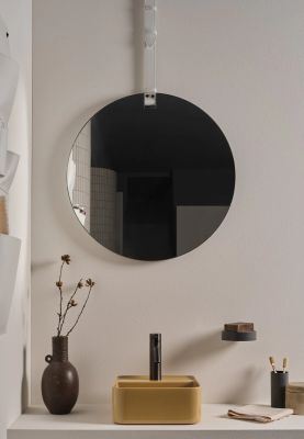Mirror ø60 with leather belt