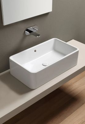Rectangular on top washbasin 100 with overflow