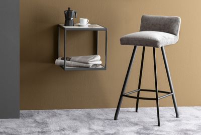 GREG - Fabric barstool with footrest