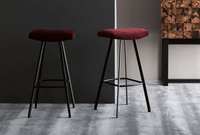 SIDNEY - Fabric barstool with footrest