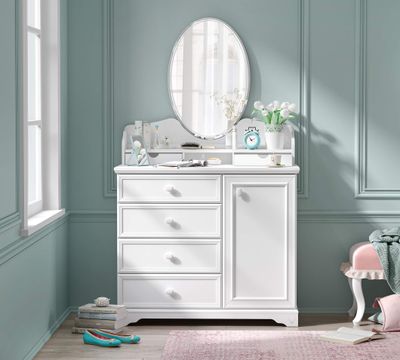 Rustic White Dresser With Mirror