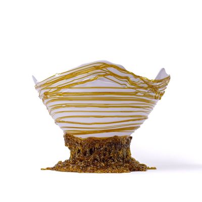Ogiva Vase - Matt White, Clear Amber
