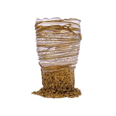 Spaghetti Vase - Clear And Gold