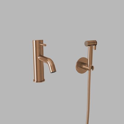 Bidét tap w/ hand sprayer & holder - PVD copper