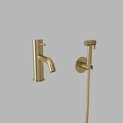 Bidét tap w/ hand sprayer & holder - PVD brass