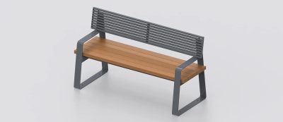 Bench "Easy Mix" with WPC Seat and Metal Backrest