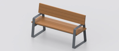 Bench "Easy WPC" in Wood-Plastic Composite and Steel