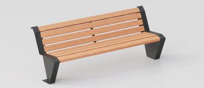 Bench "Essenza" in Okumè Wood and Steel