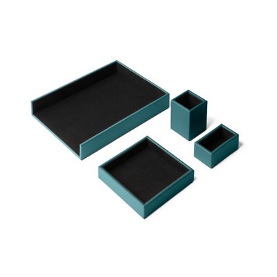 Real Leather Desk Set Atena by Eglooh - Including 4 Accessories
