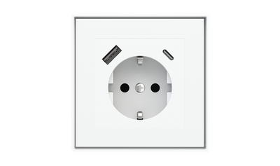 Square socket point (55x55 mm module) - Schuko USB