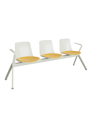 Banco Modular Lottus 3 puestos con brazos extremos