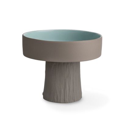 Cylindrical Pedestal Serving Bowl Large Rock - Rock & Aqua