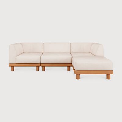 Monocle outdoor modular sofa set - Natural, White - 249 x 166 x 72 cm (10S22214)