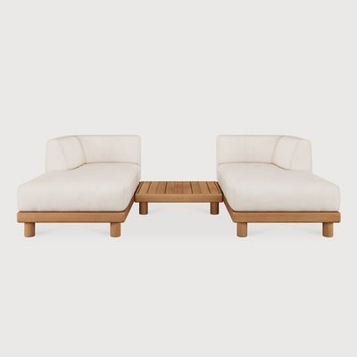 Monocle outdoor modular sofa set - Natural, White - 249 x 166 x 72 cm (10S22225)