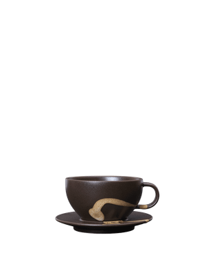 Koyo Cup with Saucer - Dark Brown/Buff